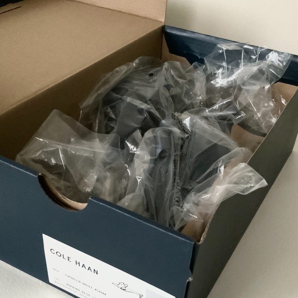 Cole Haan Ophelia Blue Satin Marine Heel Pump Mule - Picture 13 of 14